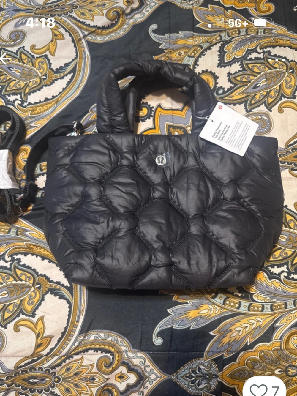 lululemon athletica Black Quilted Puffer Tote